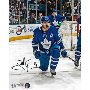 John Tavares Autographed Toronto Maple Leafs 8X10 Photo (Celebrating)