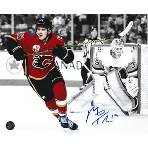 Matthew Tkachuk Autographed Calgary Flames 8X10 Photo (B+W Background)