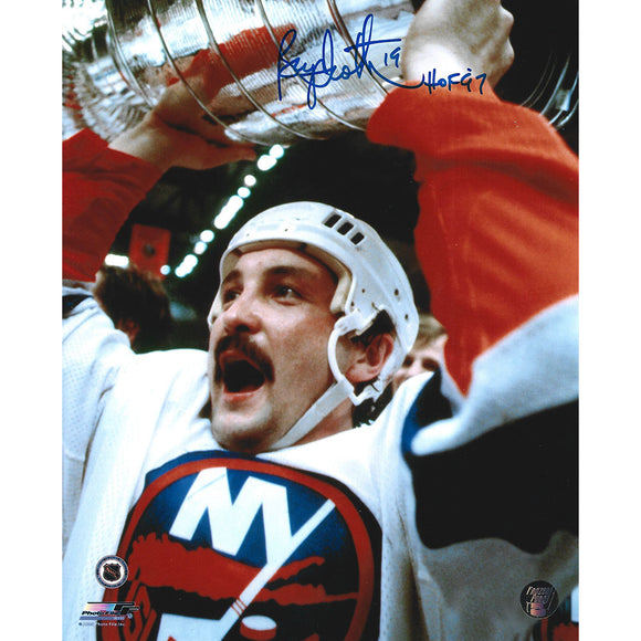 Bryan Trottier Autographed New York Islanders 8X10 Photo (w/Cup)