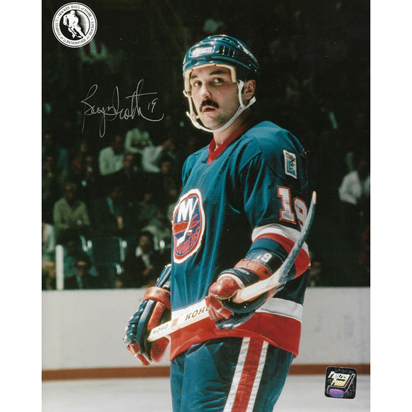 Bryan Trottier Autographed New York Islanders 8X10 Photo (Blue Jersey)