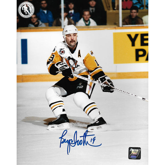 Bryan Trottier Autographed Pittsburgh Penguins 8X10 Photo (White Jersey)