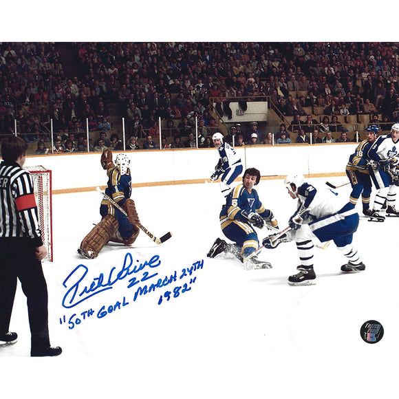 Rick Vaive Autographed Toronto Maple Leafs 8X10 Photo (w/50th Goal Inscription)
