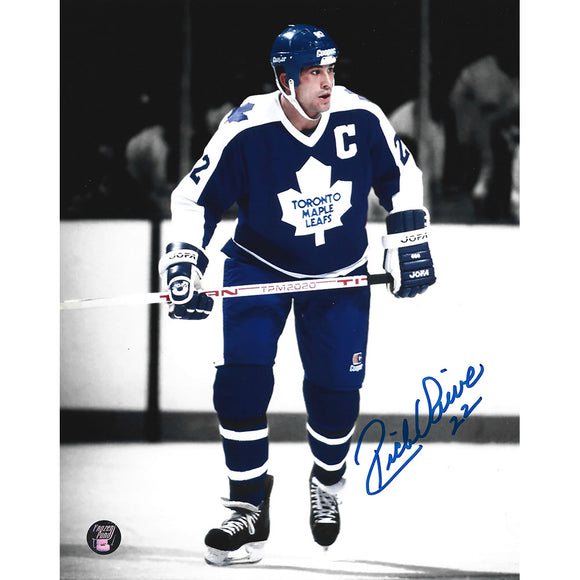 Rick Vaive Autographed Toronto Maple Leafs 8X10 Photo (B+W Background)