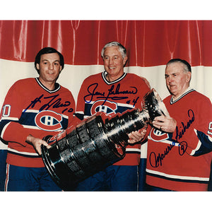 Tri-Habs (Beliveau/Lafleur/Richard) Autographed Montreal Canadiens 8X10 Combo Photo