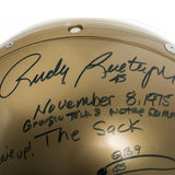 Lou Holtz/Rudy Ruettiger Autographed Notre Dame Helmet w/"The Sack" Play
