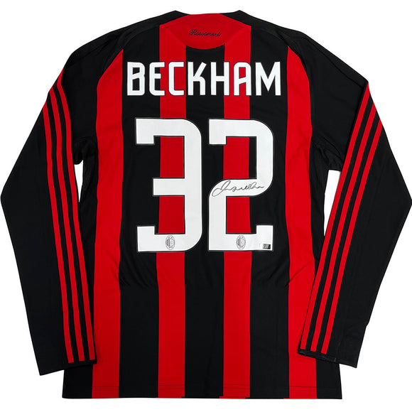 David Beckham Autographed 2008-09 AC Milan Home Jersey