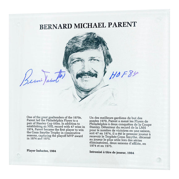 Bernie Parent Autographed NHL Legends HOF Plaque