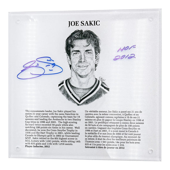 Joe Sakic Autographed NHL Legends HOF Plaque