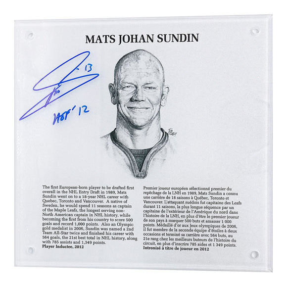 Mats Sundin Autographed NHL Legends HOF Plaque