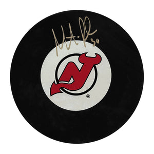 Martin Brodeur Autographed New Jersey Devils Old Logo Puck