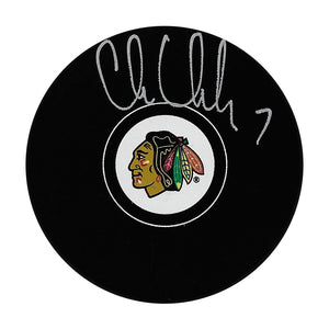 Chris Chelios Autographed Chicago Blackhawks Puck