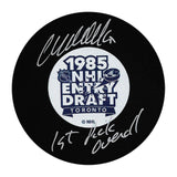 Wendel Clark Autographed 1985 NHL Draft Puck w/"1st Pick Overall"