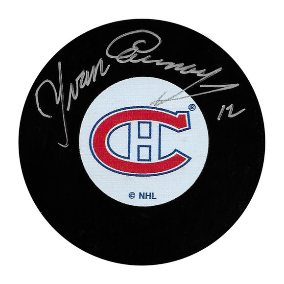 Yvan Cournoyer Autographed Montreal Canadiens Puck