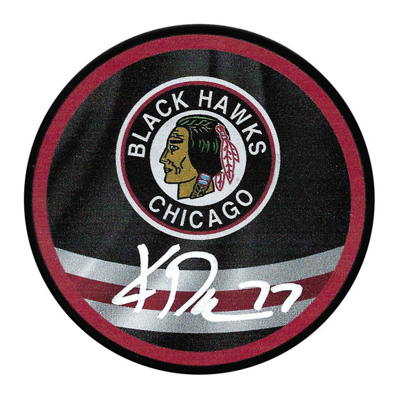 Kirby Dach Autographed Chicago Blackhawks Reverse Retro Puck