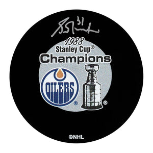 Grant Fuhr Autographed 1988 Stanley Cup Champions Puck