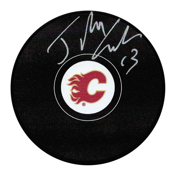 Johnny Gaudreau Autographed Calgary Flames Puck
