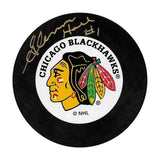 Glenn Hall Autographed Vintage Chicago Blackhawks Puck (White Circle)