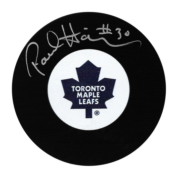Paul Harrison Autographed Toronto Maple Leafs Puck