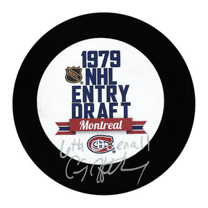 Craig Hartsburg Autographed 1979 NHL Draft Puck w/"6th Overall" Inscription