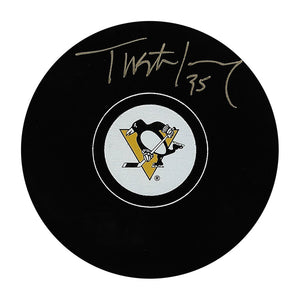Tristan Jarry Autographed Pittsburgh Penguins Puck (Gold Signature)