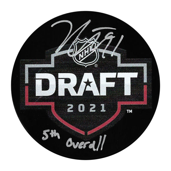 Kent Johnson Autographed 2021 NHL Draft Puck w/