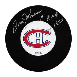 Tom Johnson (deceased) Autographed Montreal Canadiens Puck w/HOF 1970