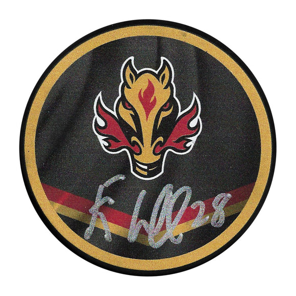 Elias Lindholm Autographed Calgary Flames Reverse Retro Puck