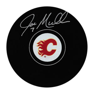 Joe Mullen Autographed Calgary Flames Puck