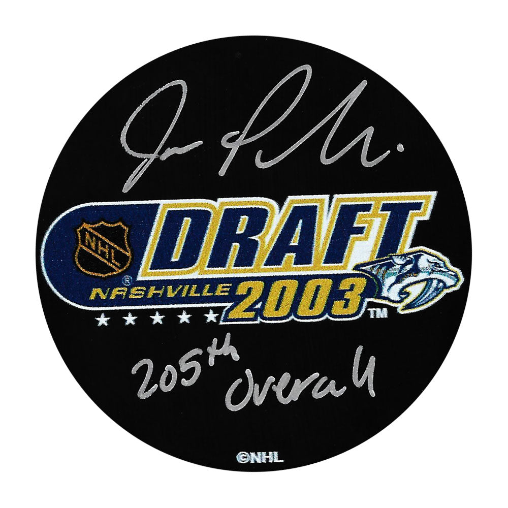 Joe Pavelski Autographed 2003 NHL Draft 205th Pick Puck