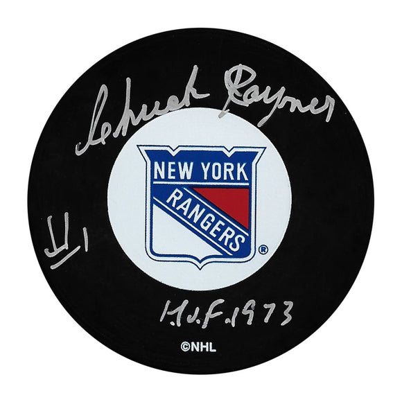 Chuck Rayner (Deceased) Autographed New York Rangers Puck w/HOF 1973