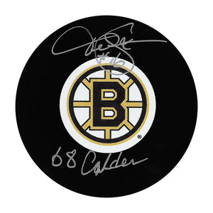 Derek Sanderson Autographed Boston Bruins Puck w/"68 Calder"