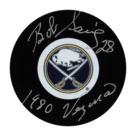 Bob Sauve Autographed Buffalo Sabres Puck w/