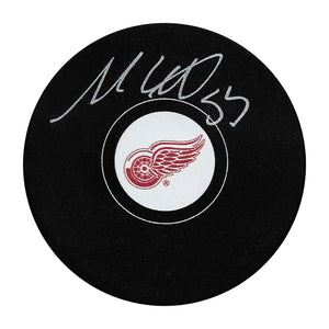 Moritz Seider Autographed Detroit Red Wings Puck