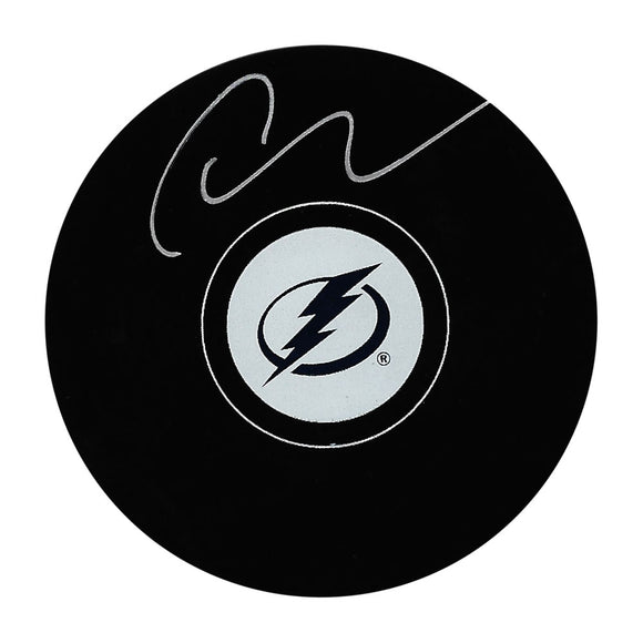 Carter Verhaeghe Autographed Tampa Bay Lightning Puck