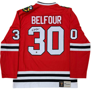 Ed Belfour Autographed Chicago Blackhawks Replica Jersey