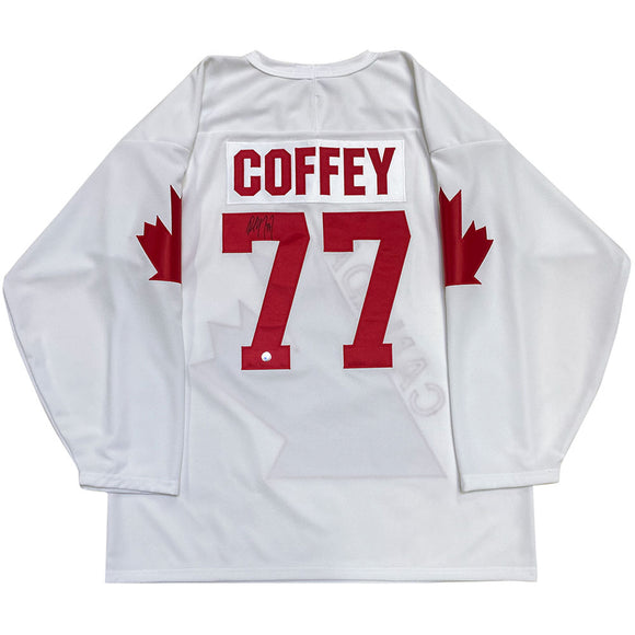 Paul Coffey Signed Framed Canada Cup 87 Replica White Jersey