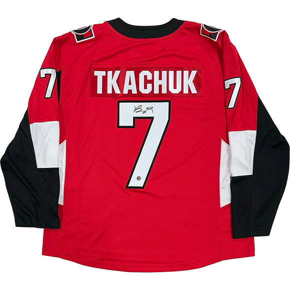 Framed Brady Tkachuk Ottawa Senators Autographed Black Adidas