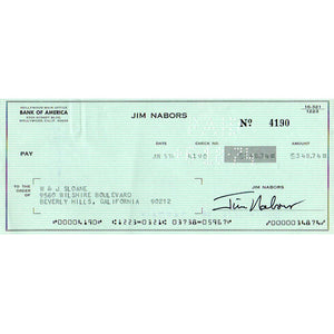 Jim Nabors (deceased) Autographed Cheque