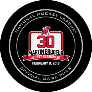 Martin Brodeur Jersey Retirement Night Official Game Puck