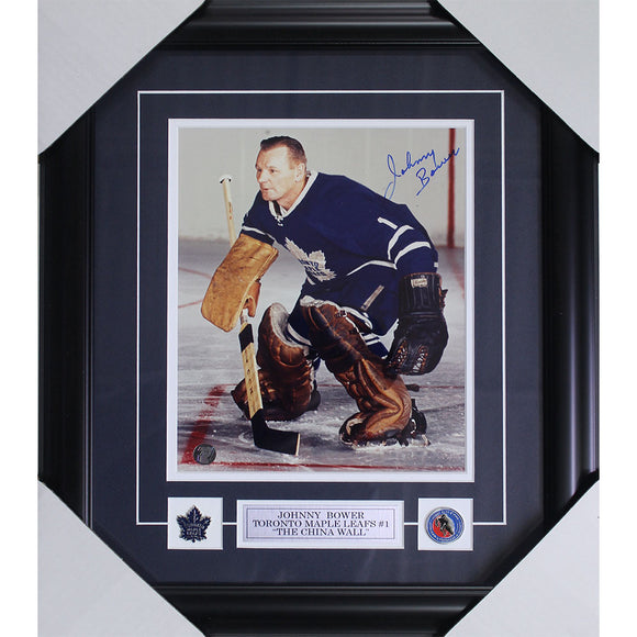 Johnny Bower (deceased) Framed Autographed Toronto Maple Leafs 8X10 Photo