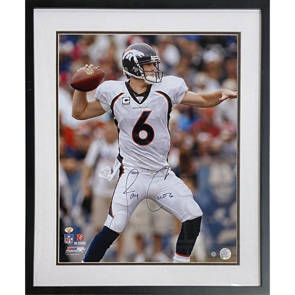 Jay Cutler Framed Autographed Denver Broncos 16X20 Photo (White Jersey)
