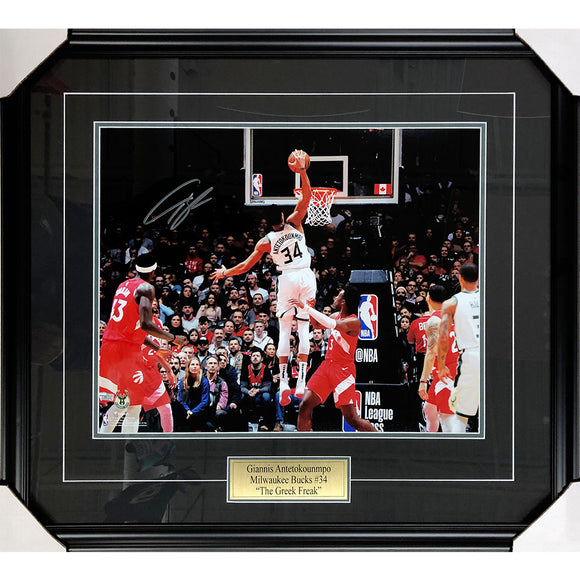 Giannis Antetokounmpo Framed Autographed Milwaukee Bucks 16X20 Photo