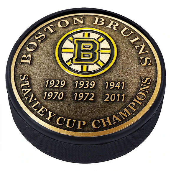 Boston Bruins Gold Medallion Puck