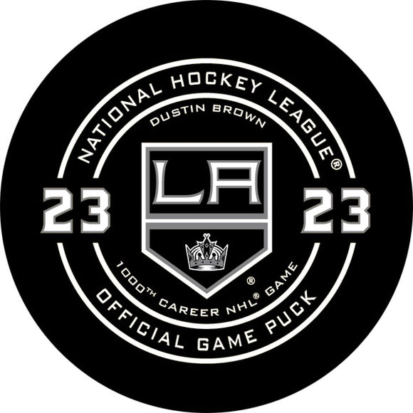 Dustin Brown 1000th Career NHL Game Official Game Puck