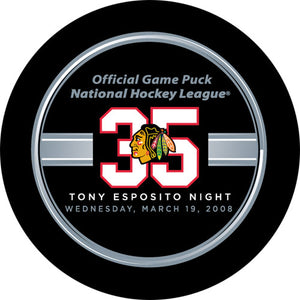 Tony Esposito Night Official Game Puck
