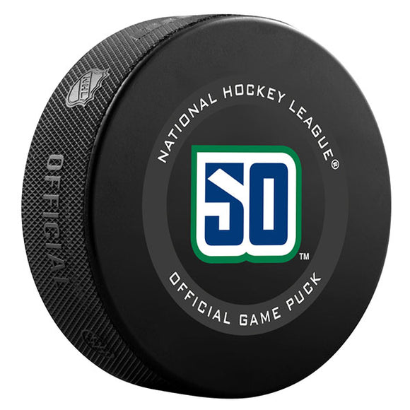 2019-20 Vancouver Canucks 50th Anniversary Official Game Puck