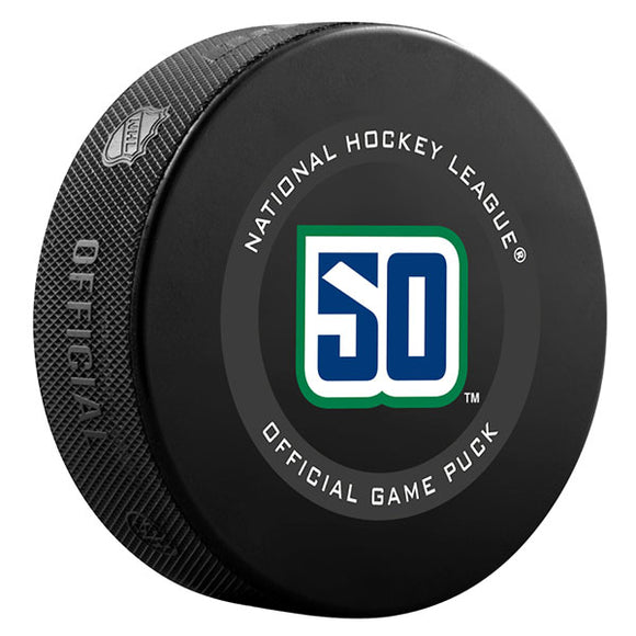 2019-20 Vancouver Canucks 50th Anniversary Official Game Puck