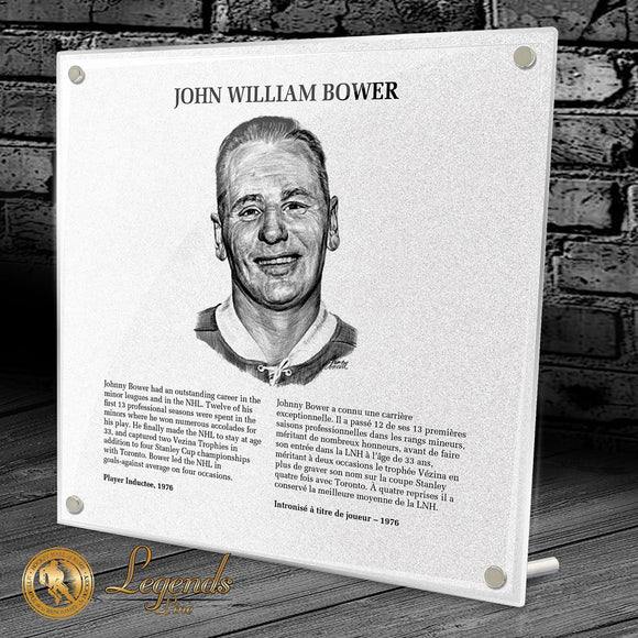 NHL Legends HOF Plaque - Johnny Bower