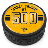 Sidney Crosby Pittsburgh Penguins 500th Goal Gold Medallion Puck