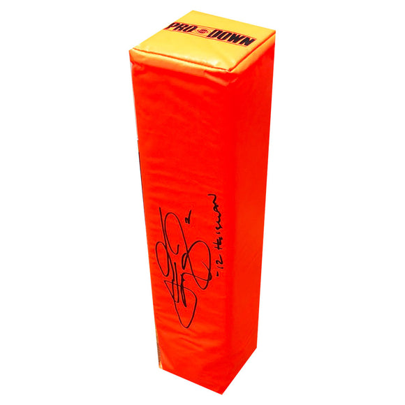 Johnny Manziel Autographed Orange Endzone Pylon w/'12 Heisman'